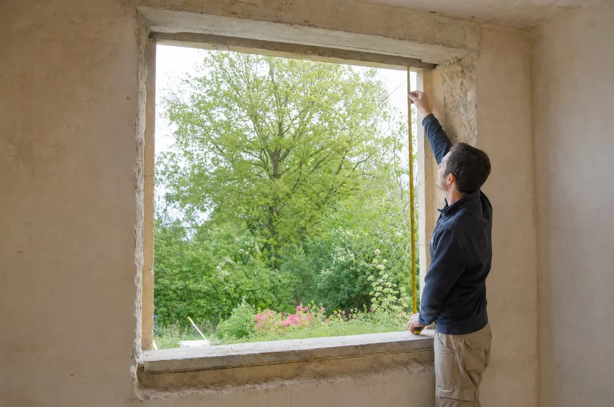 Mesure de la hauteur d’une ouverture de fenêtre vide, de l’appui jusqu’au dessous du linteau, le long du tableau