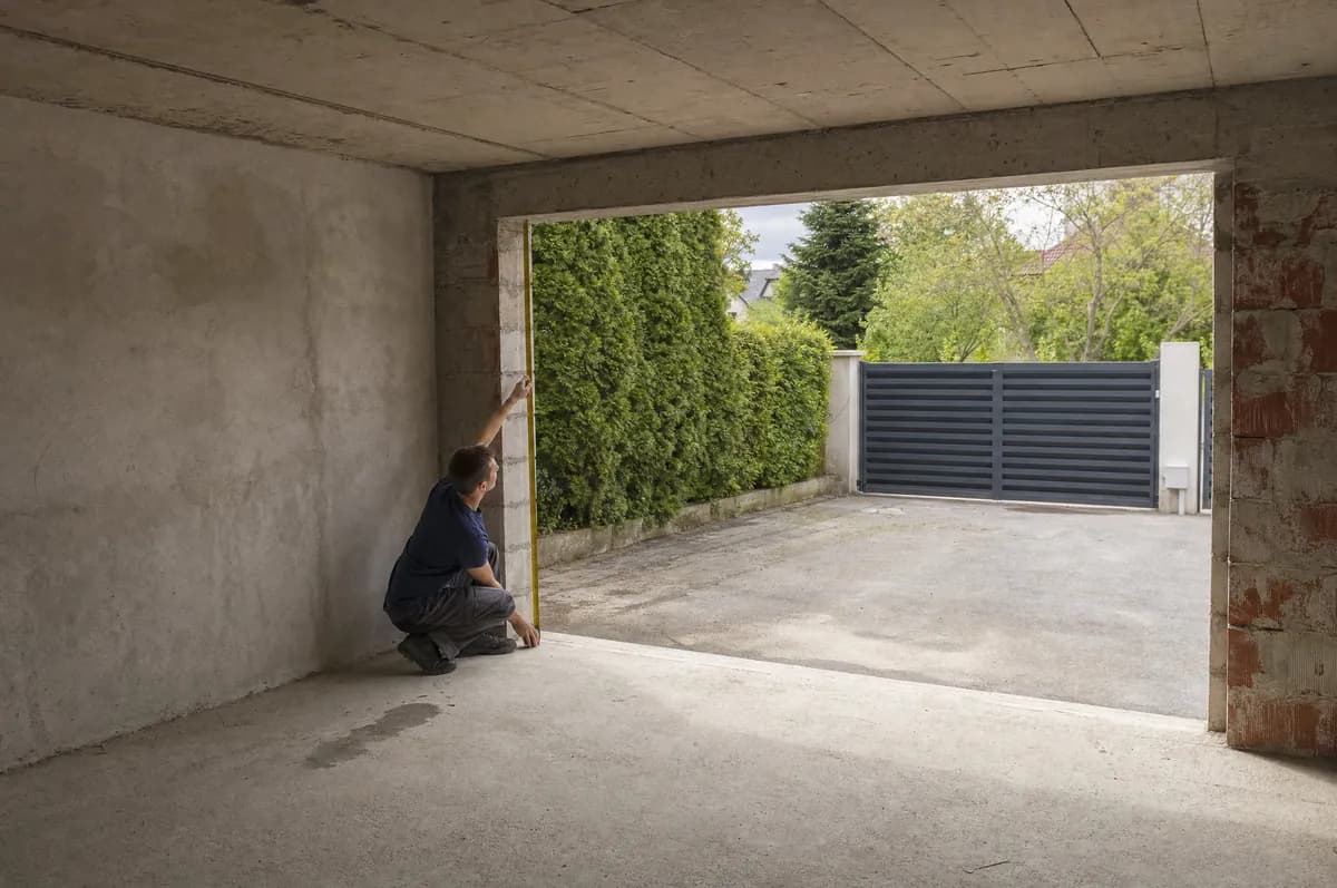 Mesure de la hauteur d’une ouverture de garage, du sol jusqu’au dessous du linteau