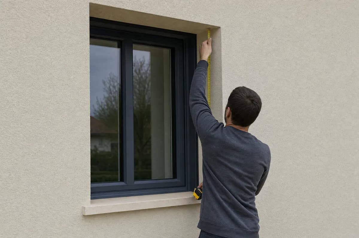 Mesure de la hauteur d’une ouverture de fenêtre, de l’appui jusqu’en haut, le long du côté