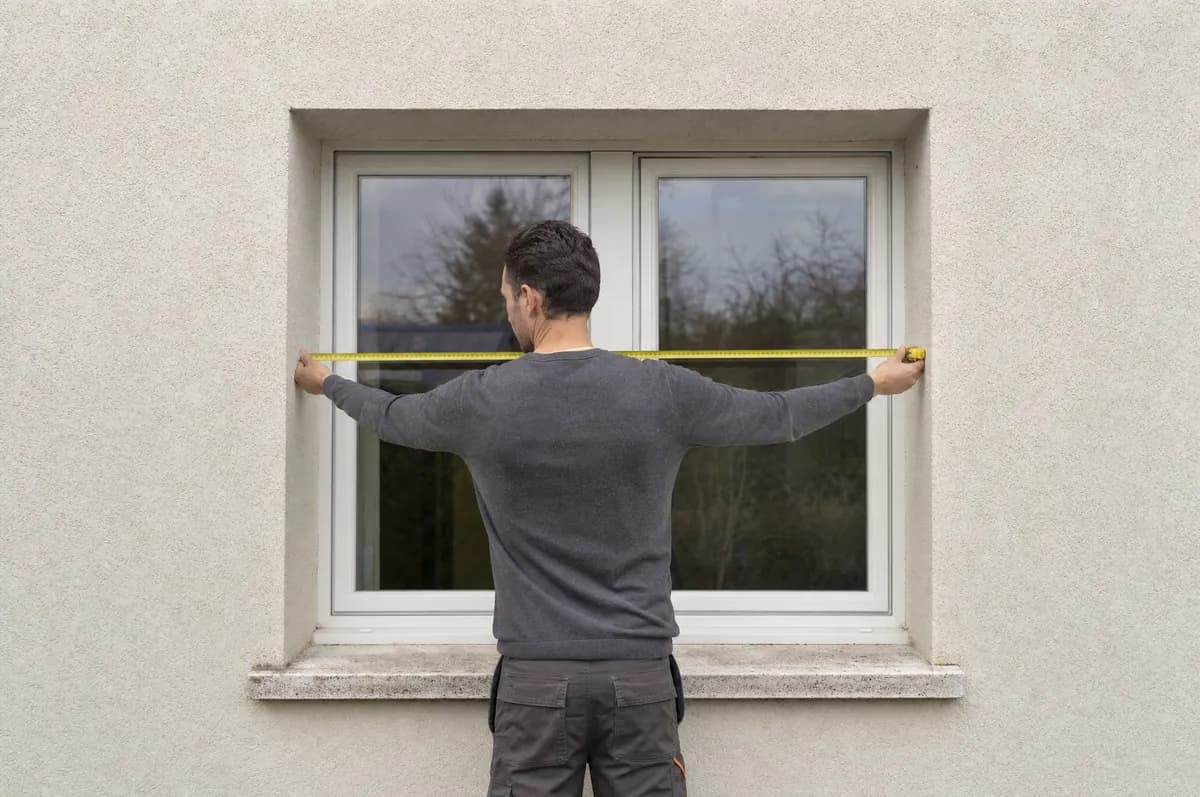 Mesure de la largeur de l’ouverture d’une fenêtre, d’un côté à l’autre, avant la pose d’un volet roulant