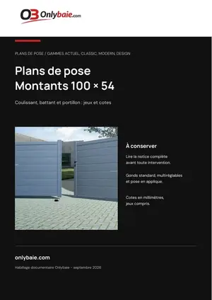 Couverture Onlybaie : Plans de pose, montants 100 × 54