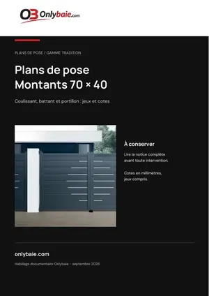 Couverture Onlybaie : Plans de pose, montants 70 × 40