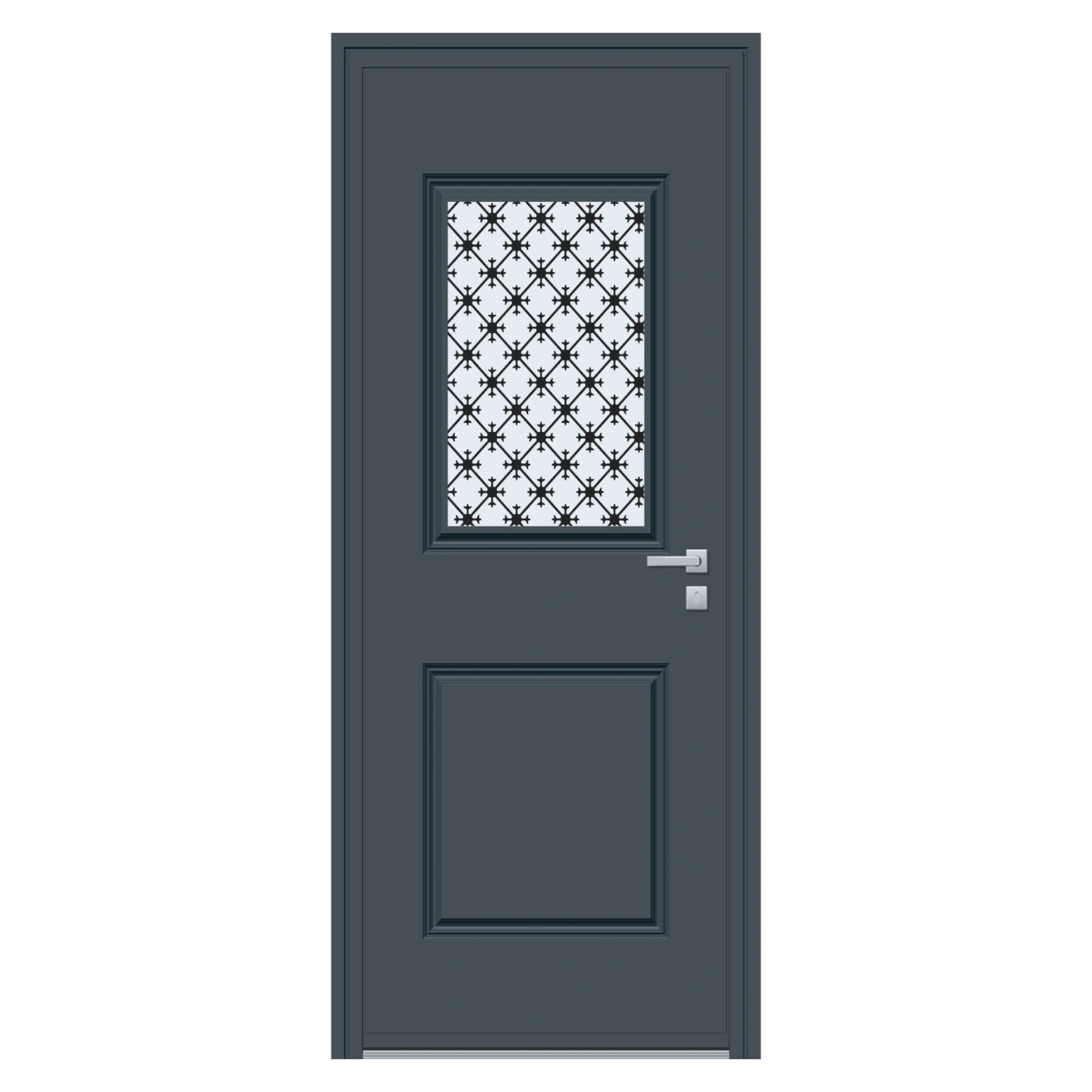 Porte d’entrée acier vitrée Louvre sur mesure – 900 × 2150 mm – Gris anthracite RAL 7016