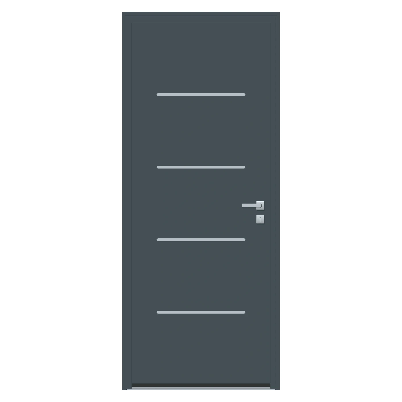 Porte d’entrée aluminium pleine Strate sur mesure – 900 × 2150 mm – Gris anthracite RAL 7016