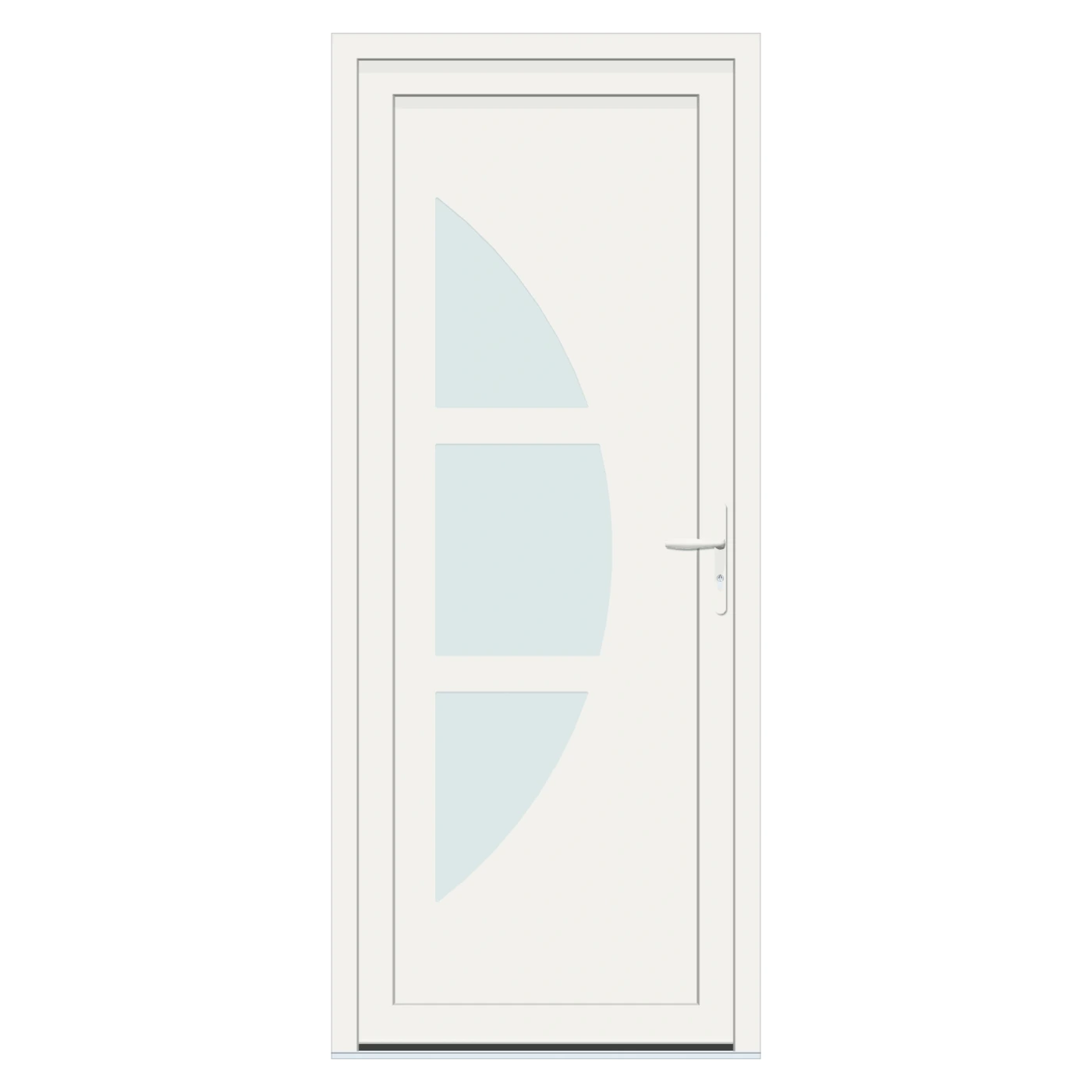 Porte d’entrée PVC vitrée Compas sur mesure – 900 × 2150 mm – Blanc RAL 9016