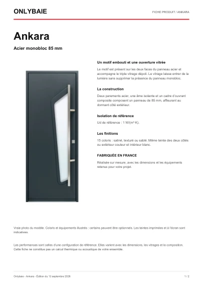 Aperçu : Fiche technique Ankara