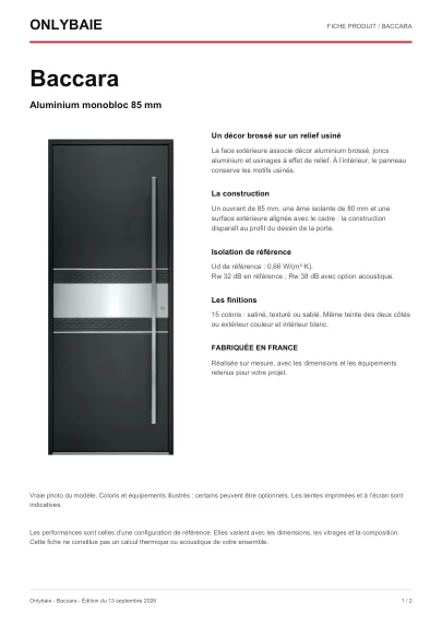 Aperçu : Fiche technique Baccara