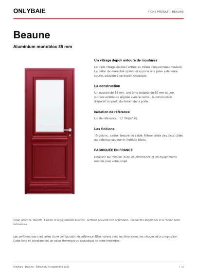 Aperçu : Fiche technique Beaune