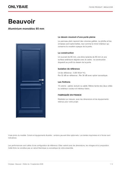 Aperçu : Fiche technique Beauvoir