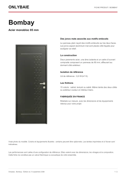 Aperçu : Fiche technique Bombay