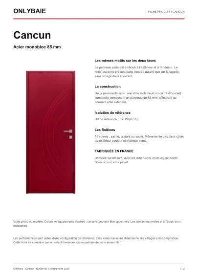 Aperçu : Fiche technique Cancun