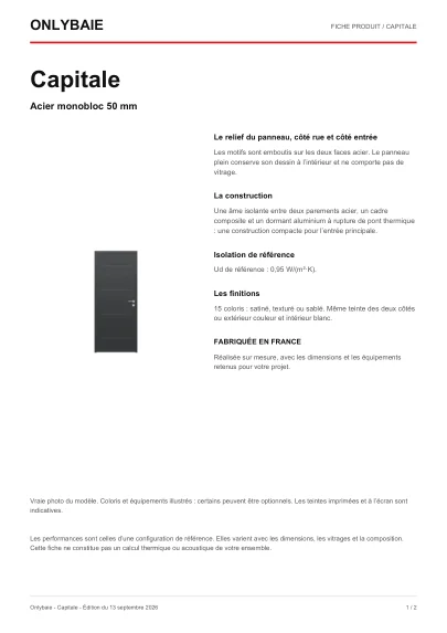 Aperçu : Fiche technique Capitale