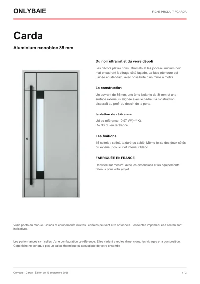 Aperçu : Fiche technique Carda