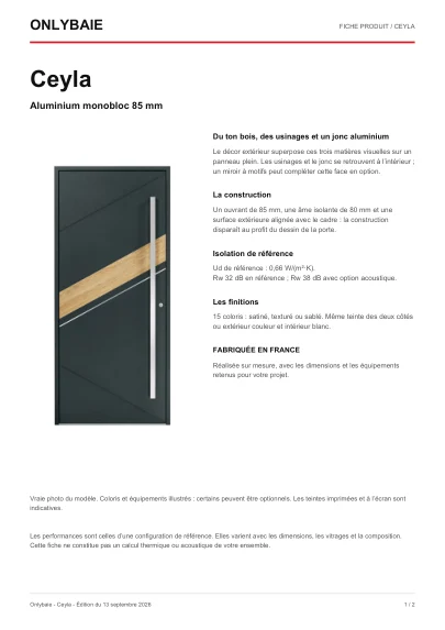 Aperçu : Fiche technique Ceyla