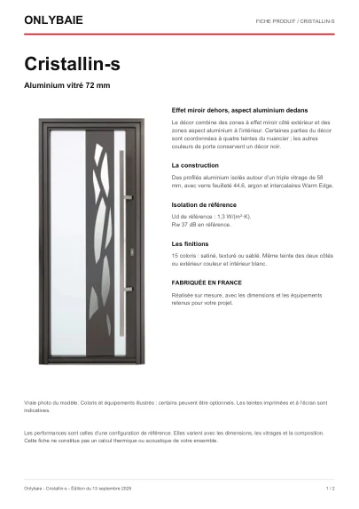 Aperçu : Fiche technique Cristallin-s
