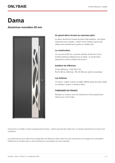 Aperçu : Fiche technique Dama