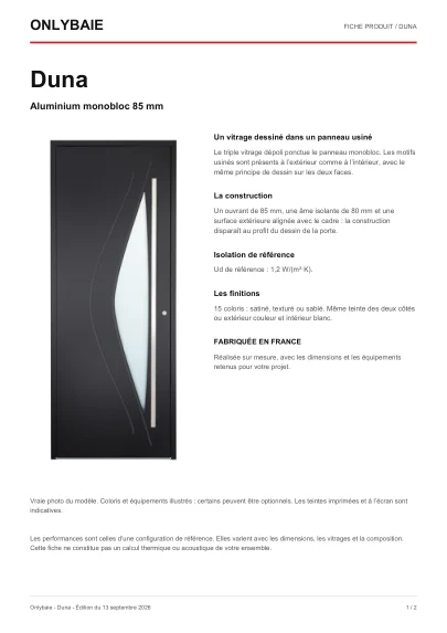 Aperçu : Fiche technique Duna