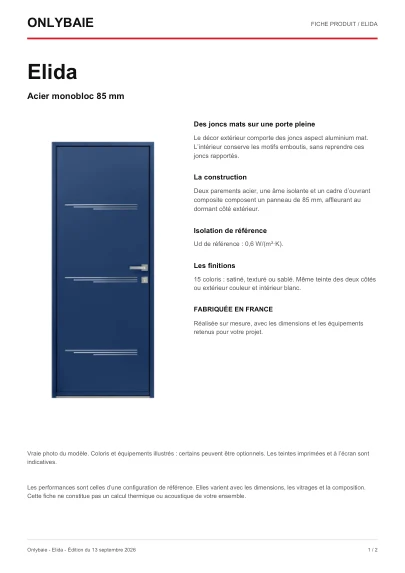 Aperçu : Fiche technique Elida