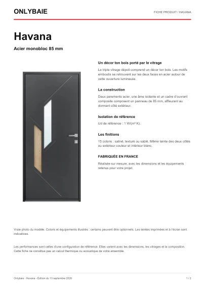 Aperçu : Fiche technique Havana