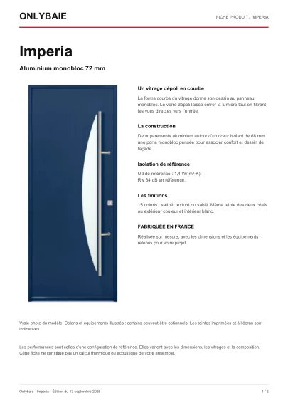 Aperçu : Fiche technique Imperia