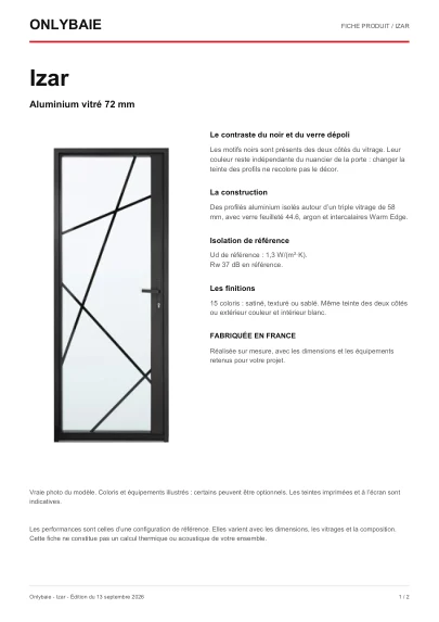 Aperçu : Fiche technique Izar
