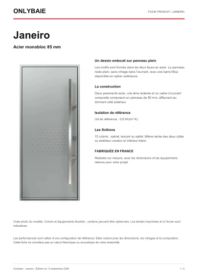 Aperçu : Fiche technique Janeiro