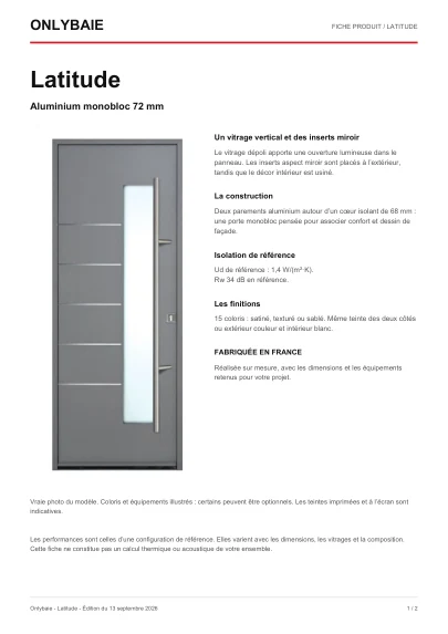 Aperçu : Fiche technique Latitude