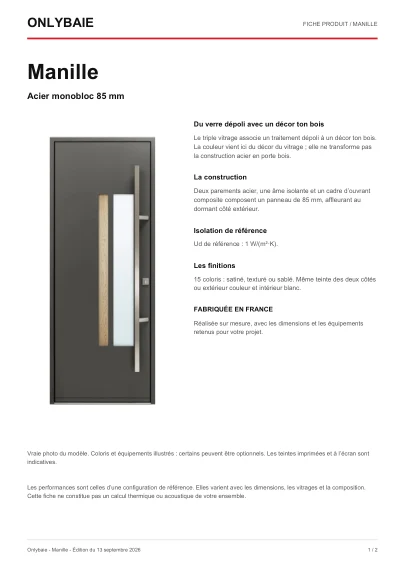 Aperçu : Fiche technique Manille