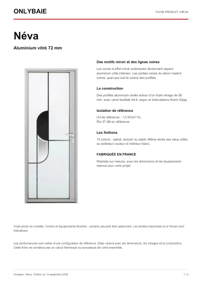 Aperçu : Fiche technique Néva