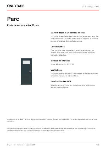 Aperçu : Fiche technique Parc