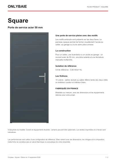 Aperçu : Fiche technique Square