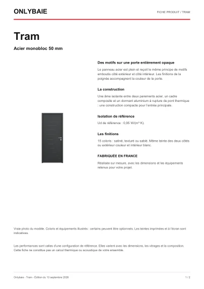 Aperçu : Fiche technique Tram
