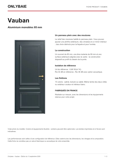 Aperçu : Fiche technique Vauban