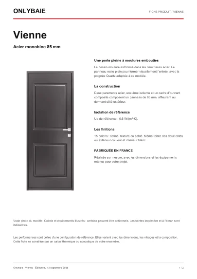 Aperçu : Fiche technique Vienne