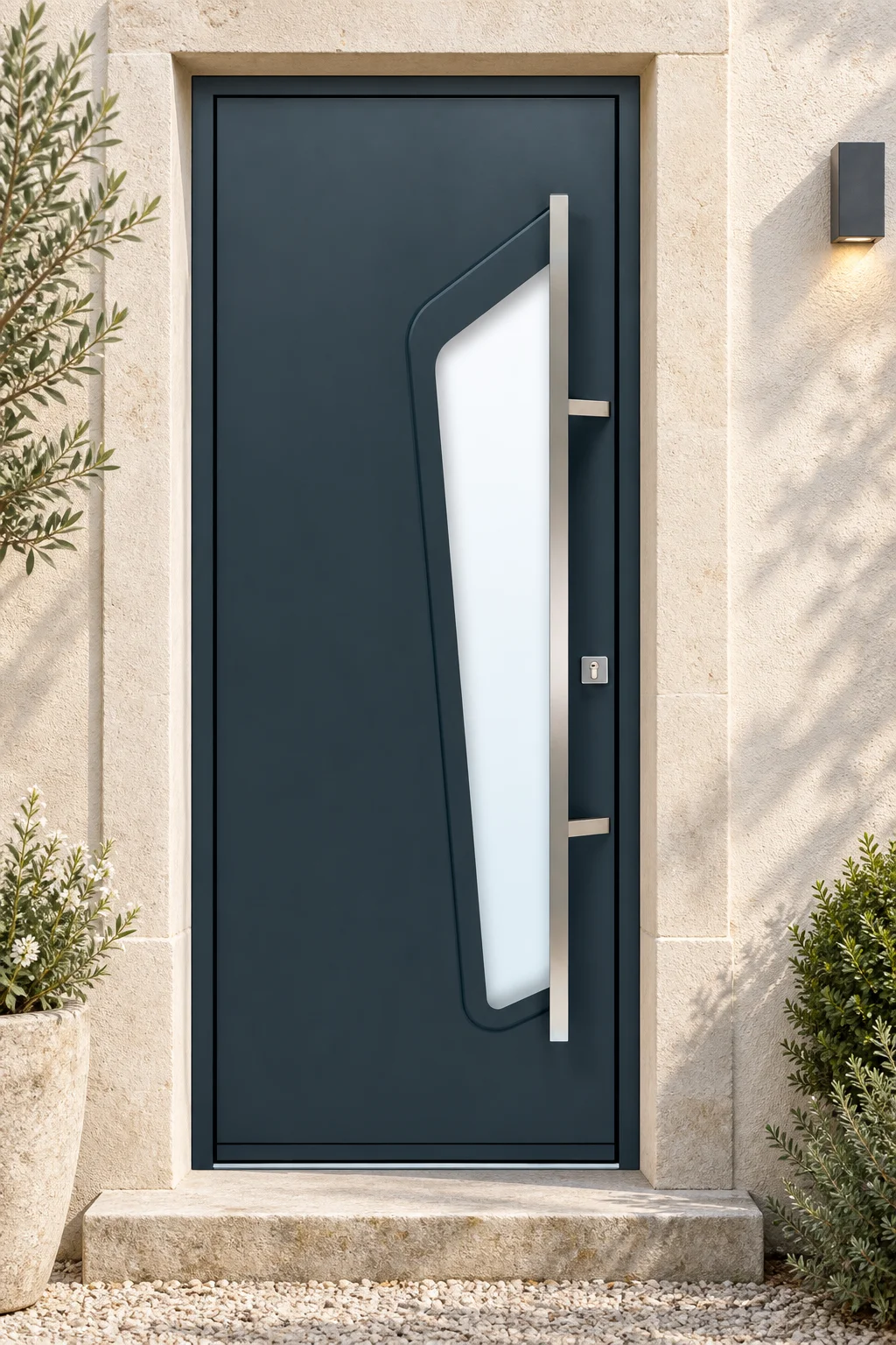 Porte d’entrée acier vitrée Ankara sur mesure · En situation