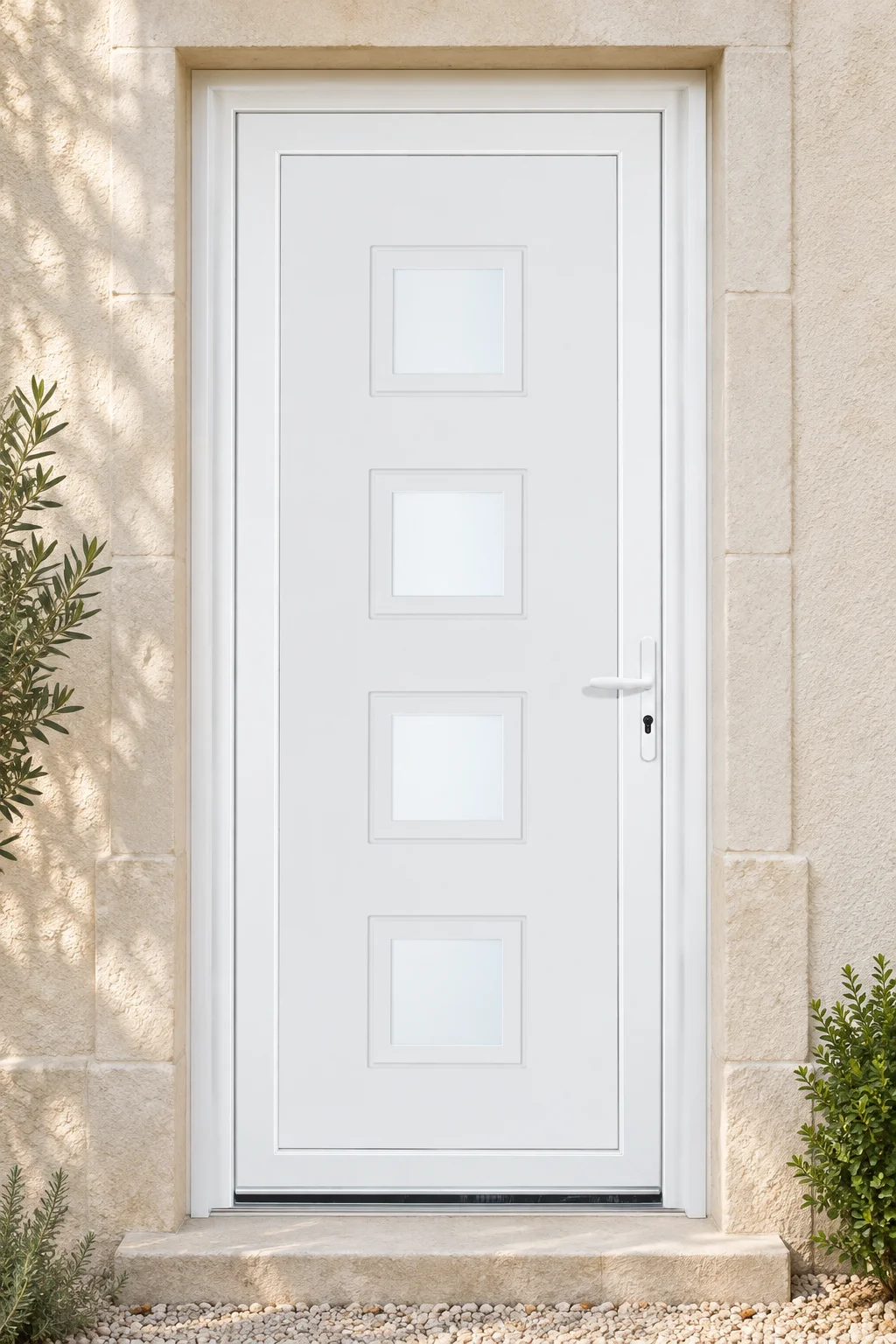 Porte d’entrée PVC vitrée Centaure sur mesure · En situation