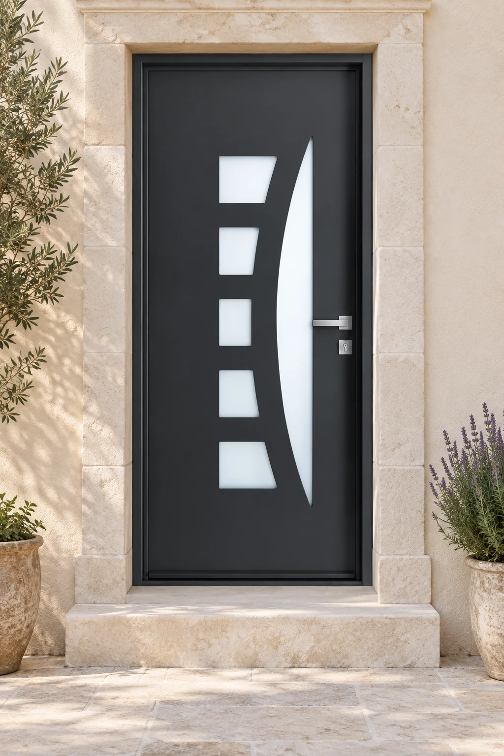 Porte d’entrée aluminium vitrée Centauria sur mesure · En situation