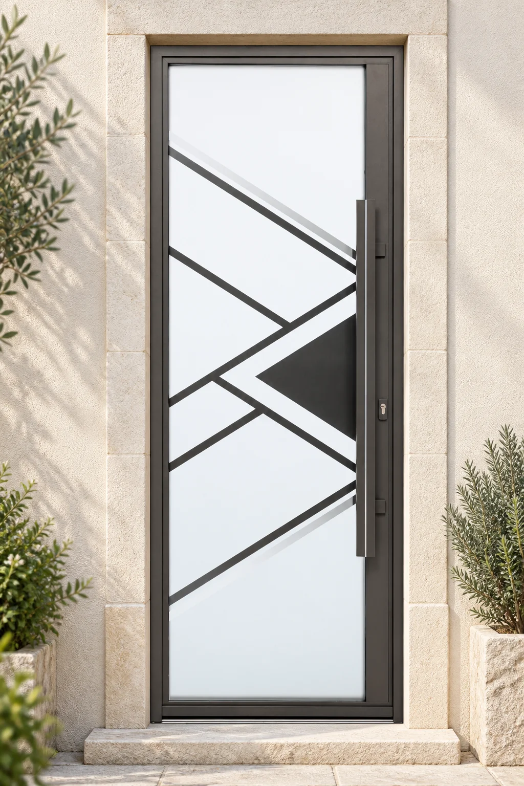 Porte d’entrée aluminium vitrée Cima sur mesure en situation