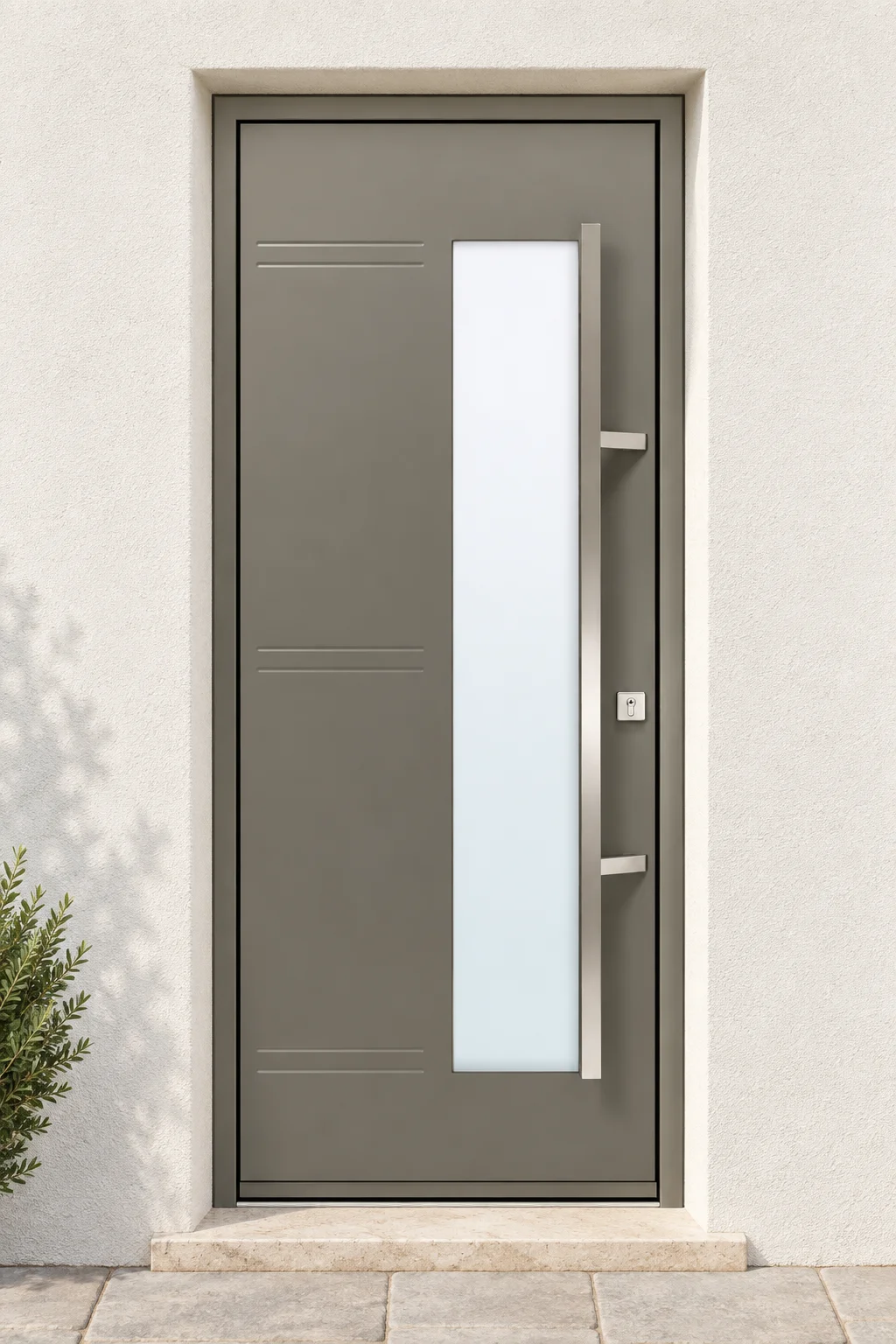 Porte d’entrée acier vitrée Dublin sur mesure en situation