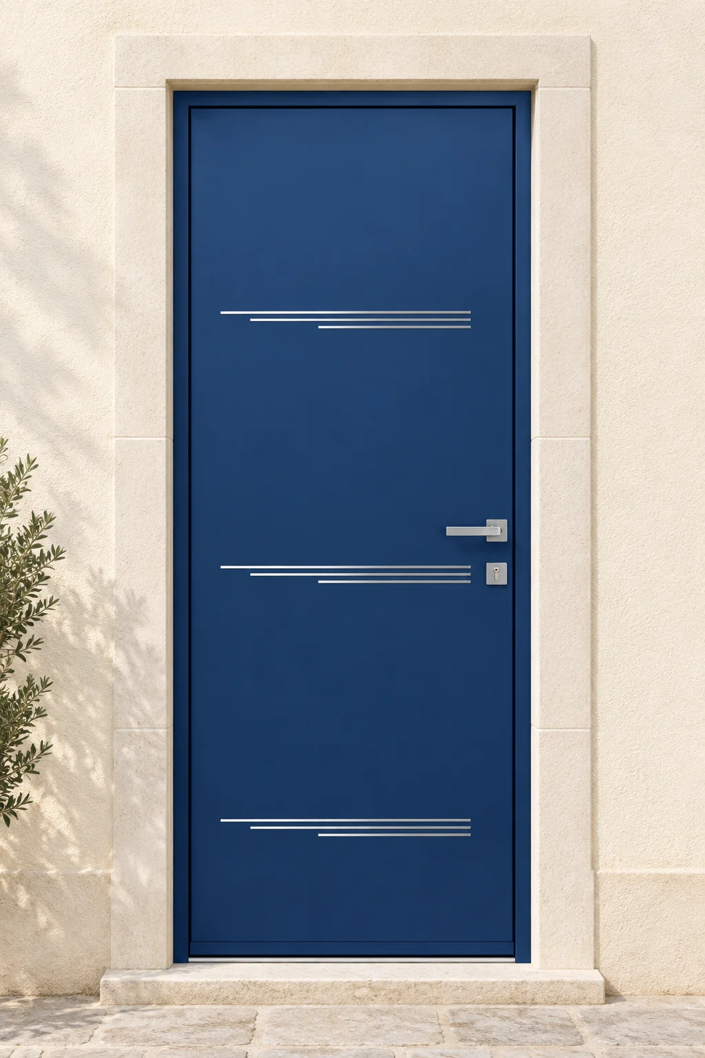 Porte d’entrée acier pleine Elida sur mesure en situation