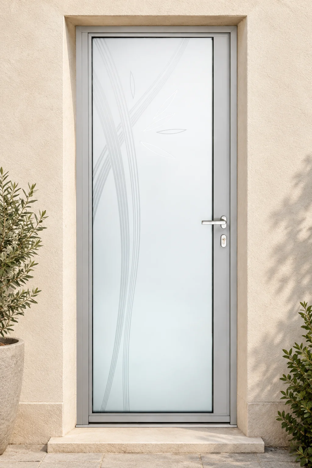 Porte d’entrée aluminium vitrée Hysope-s sur mesure en situation