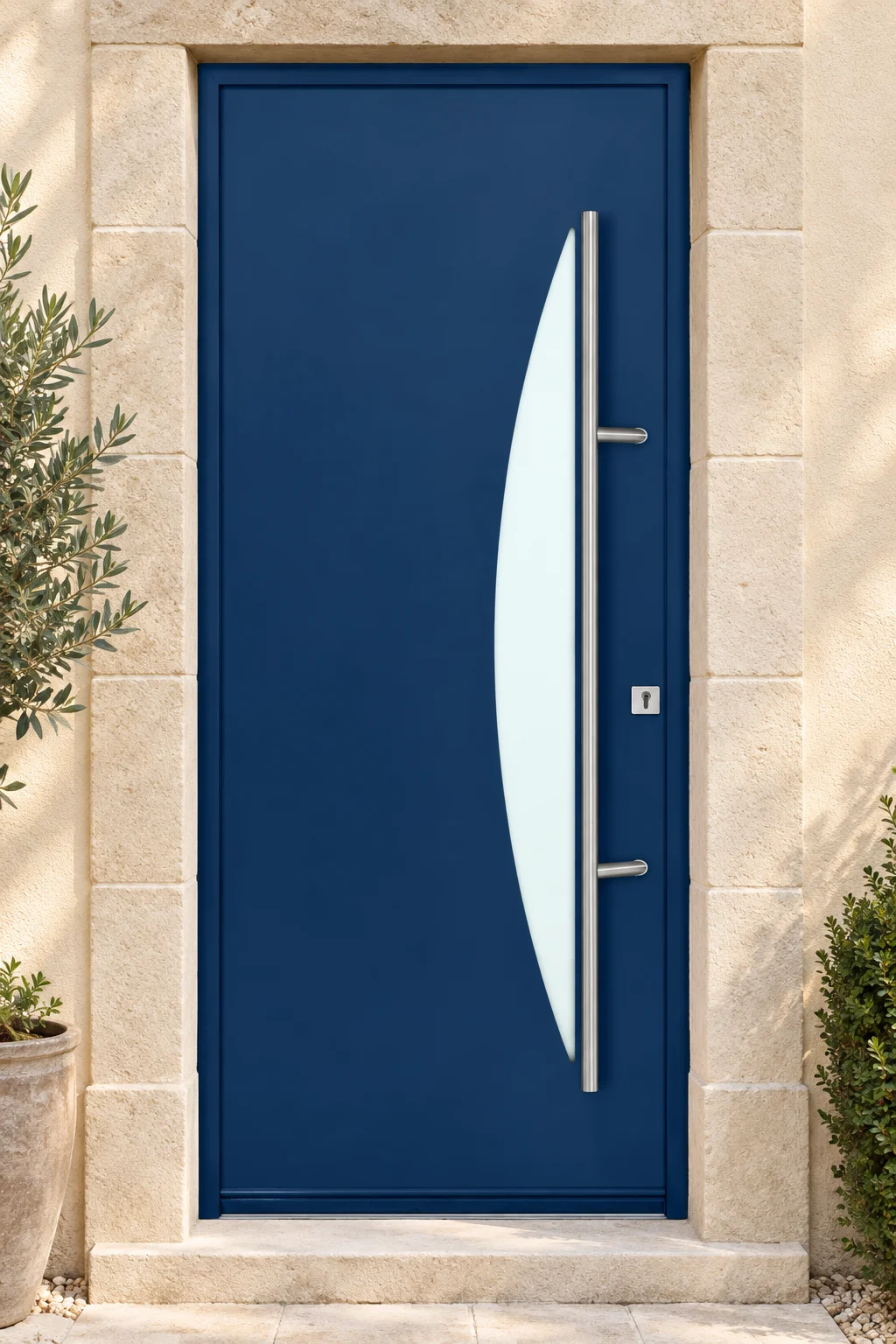 Porte d’entrée aluminium vitrée Imperia sur mesure · En situation