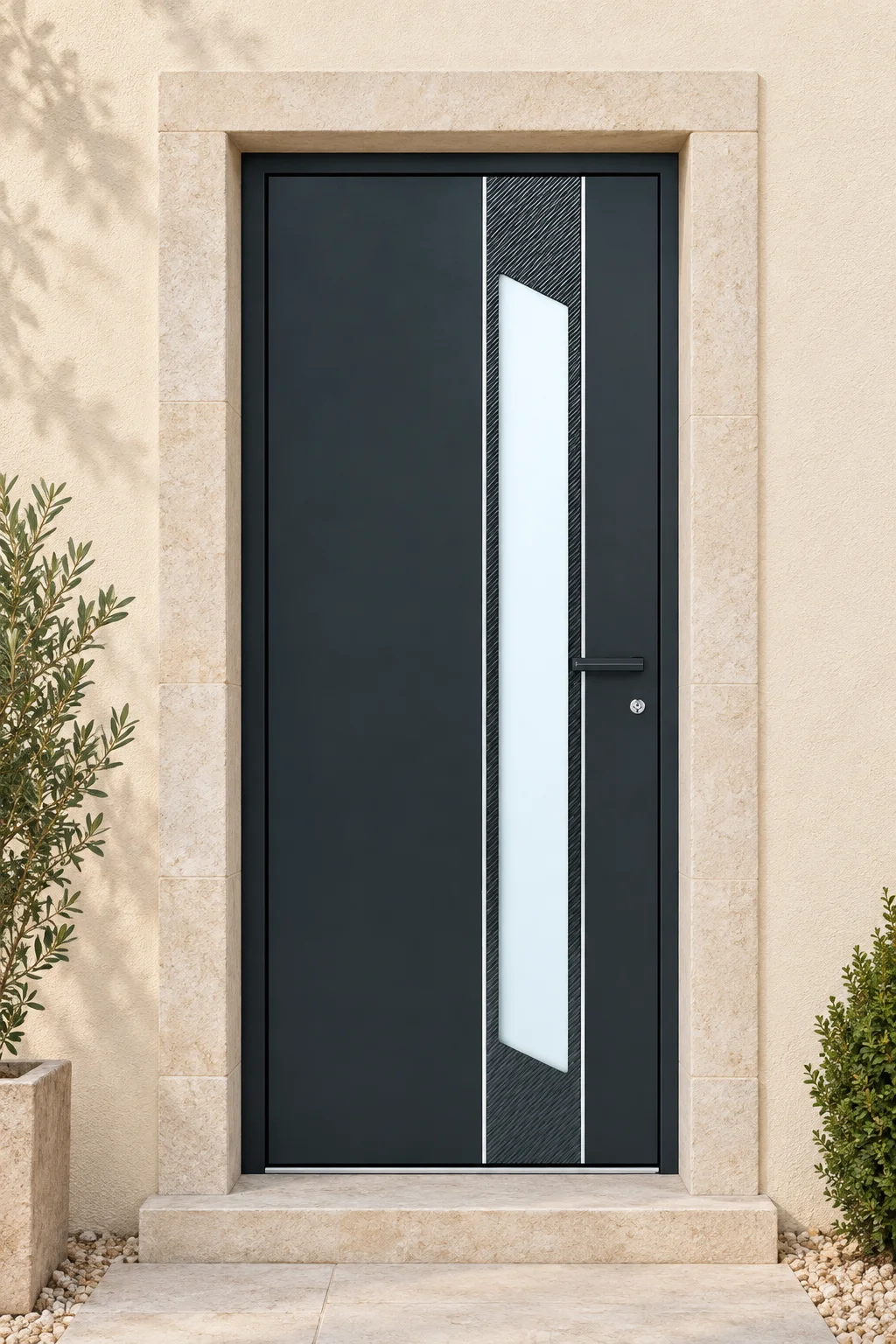 Porte d’entrée aluminium vitrée Mona sur mesure en situation