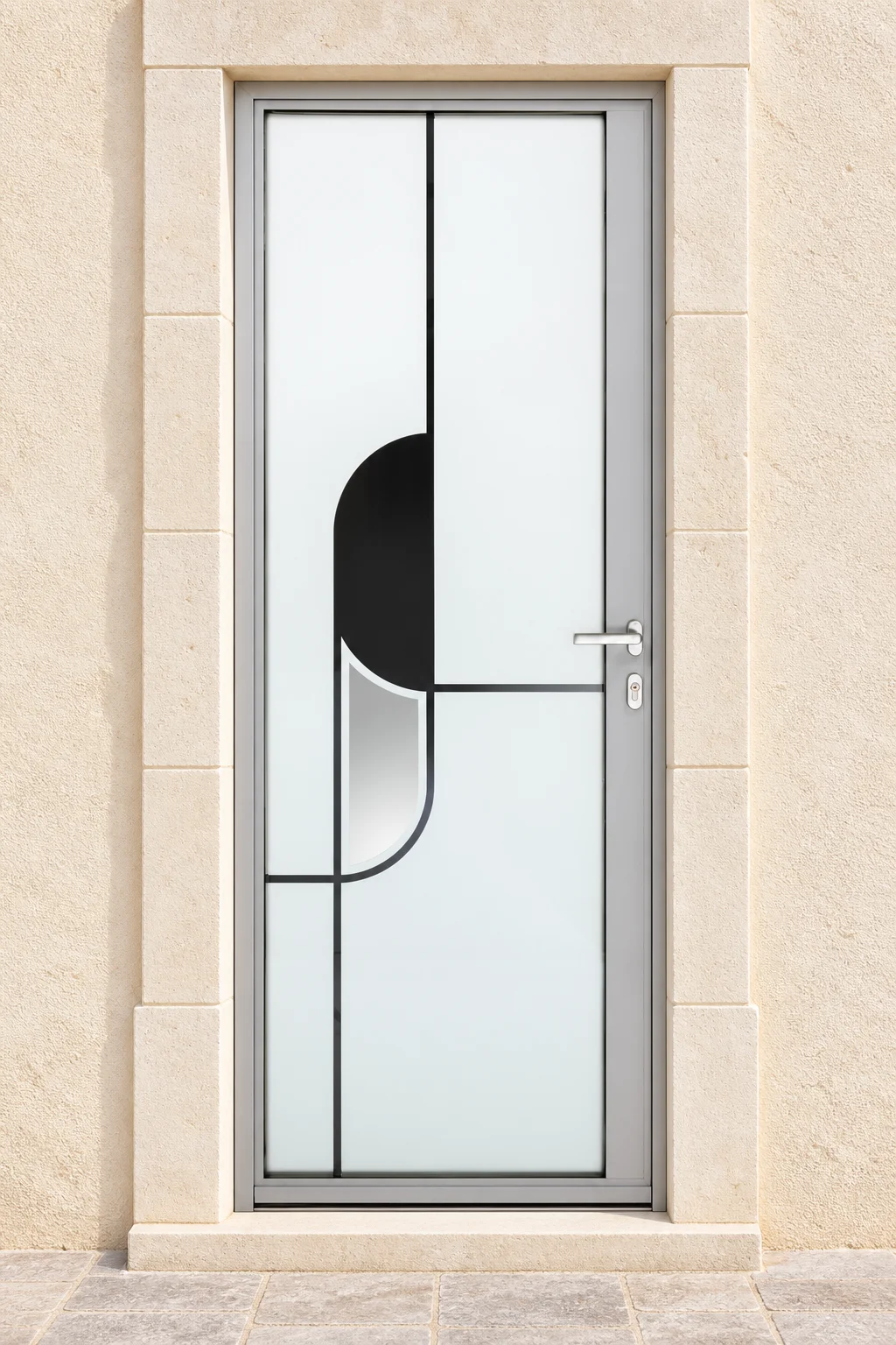 Porte d’entrée aluminium vitrée Néva sur mesure en situation