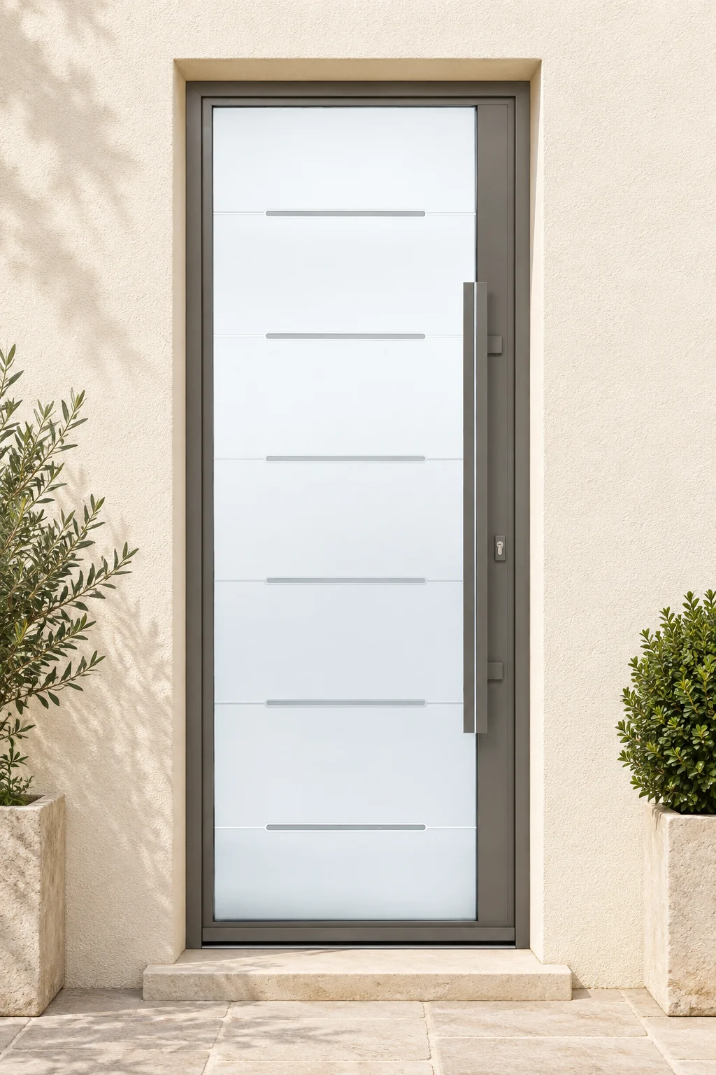 Porte d’entrée aluminium vitrée Stellium-s sur mesure en situation