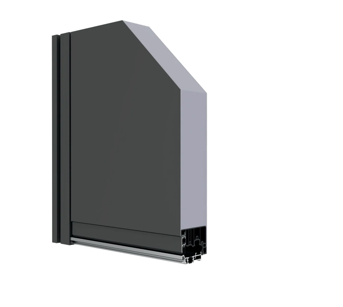 Coupe de principe de la porte acier monobloc 85 mm.