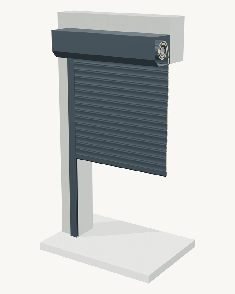 Porte enroulable en 3D : en applique extérieur