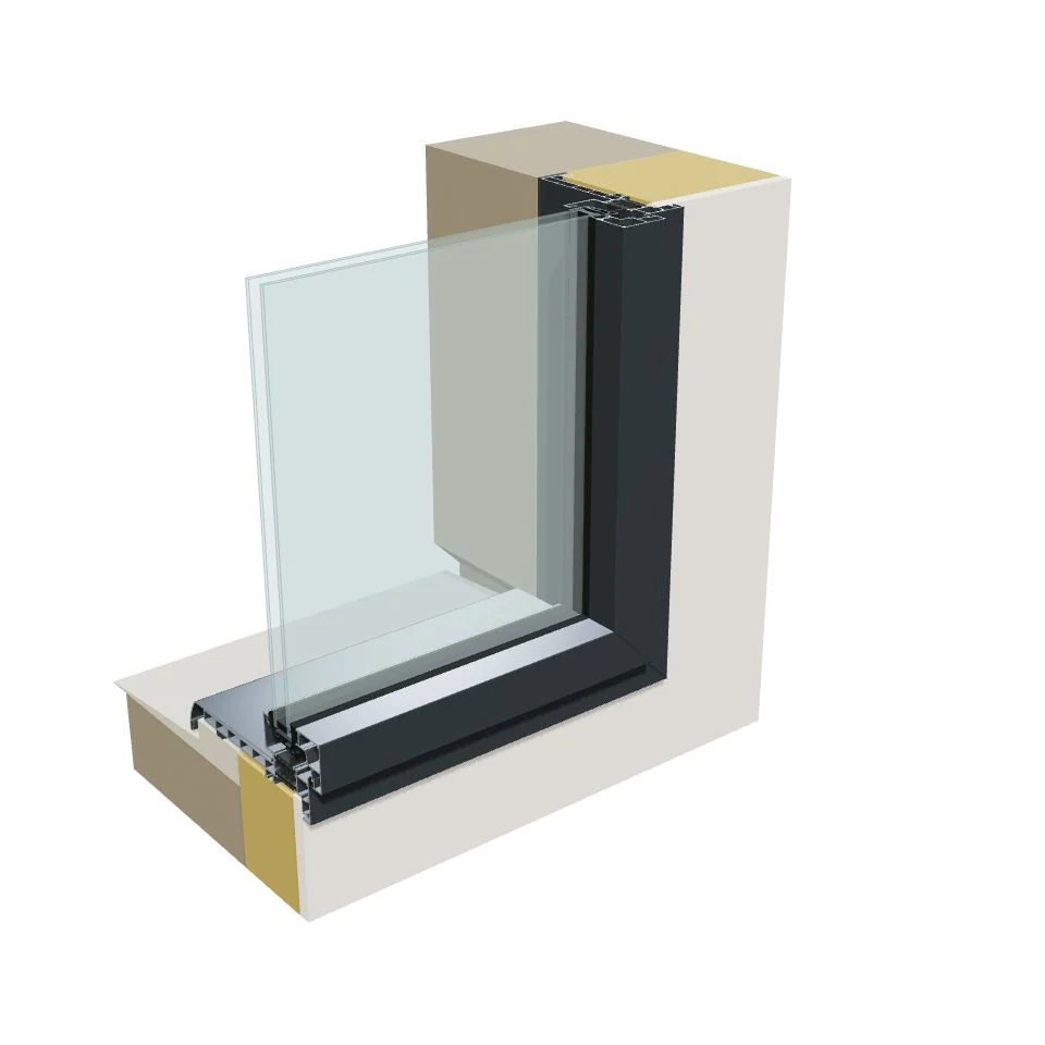 fenêtre aluminium : coupe de principe en applique
