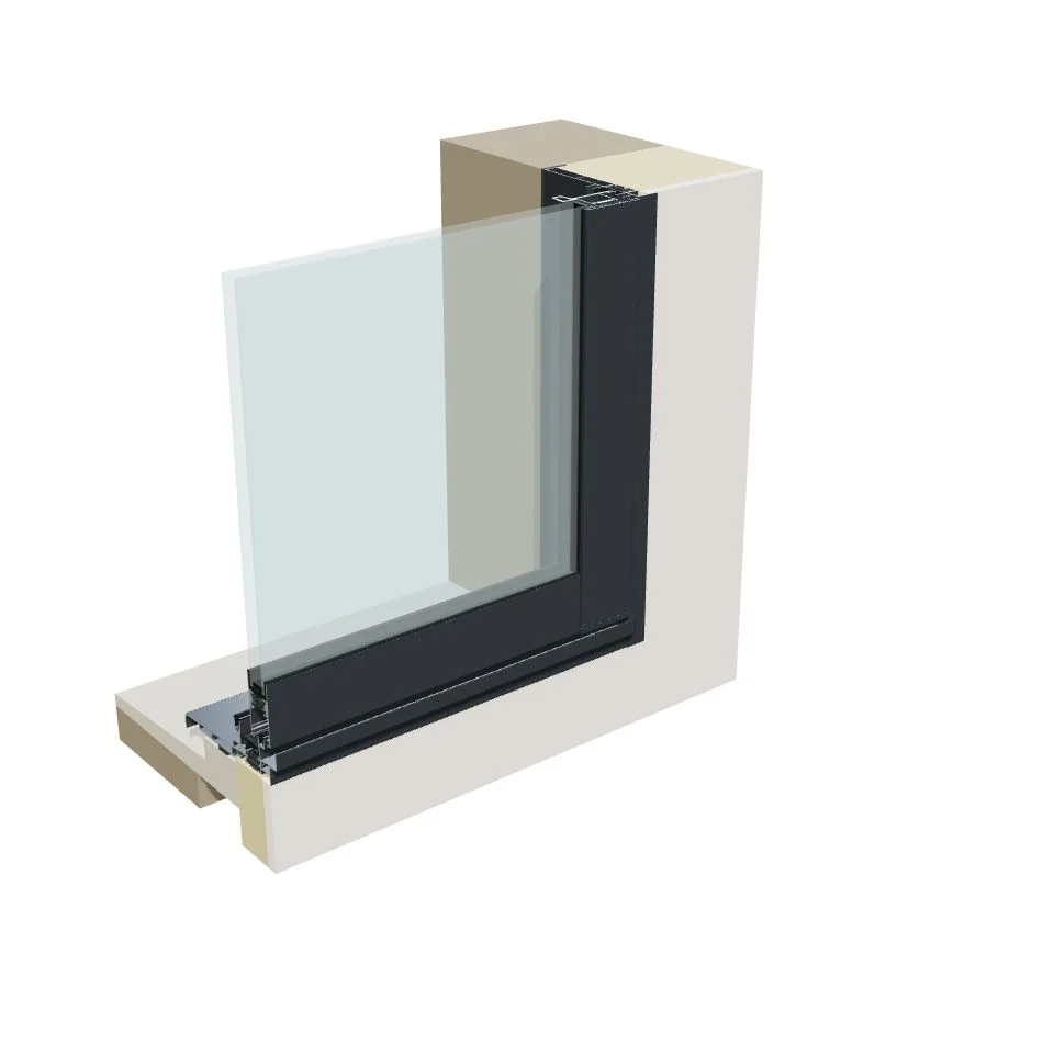 fenêtre coulissante aluminium : coupe de principe en applique