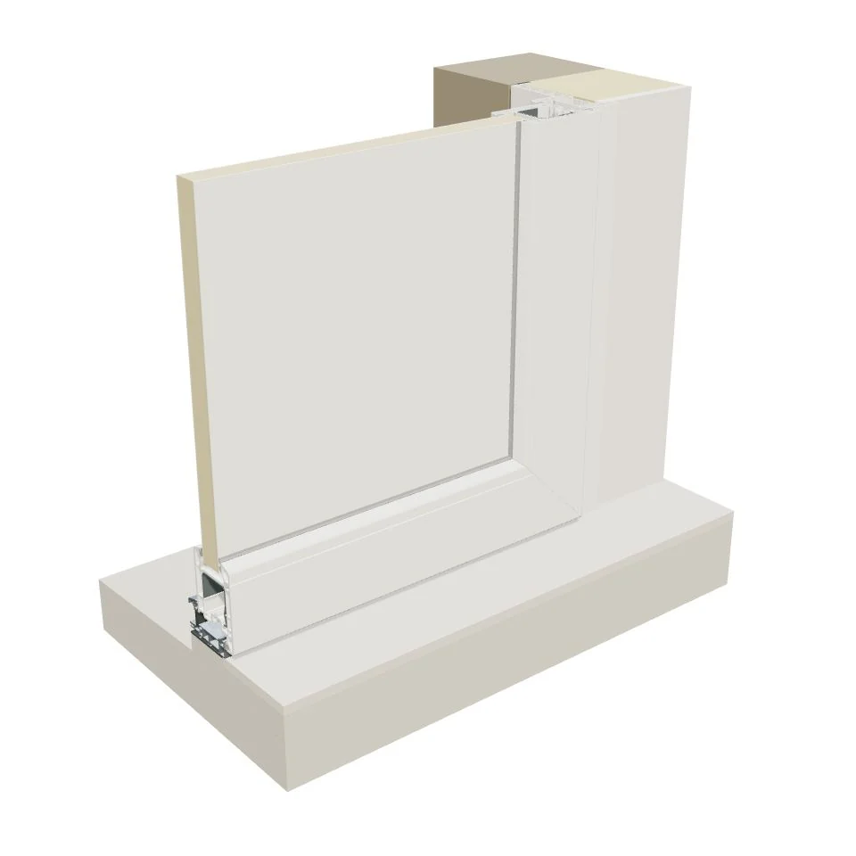 porte d’entrée PVC : coupe de principe en applique